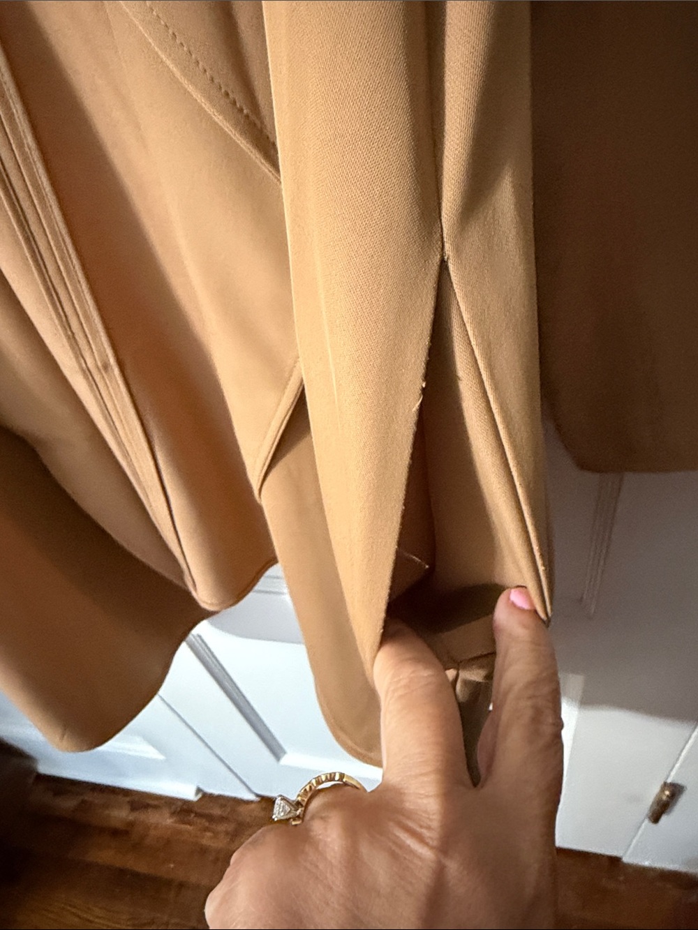 Alfani Tan Open-Front Draped Trench Coat - Picture 3 of 5